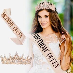 Birthday Queen Sash and Tiara Set - Pink